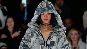 NEW YORK, NY - FEBRUARY 12:  Rihanna walks the runway at the FENTY PUMA by Rihanna AW16 Collection during Fall 2016 New York Fashion Week at 23 Wall Street on February 12, 2016 in New York City.  (Photo by JP Yim/Getty Images for FENTY PUMA)