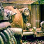 american vintage automobile limousine car cemetery resting place antique vehicle classic retro