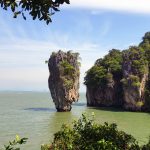 bond body water surrounded trees rocks classic gorunum james tahvil island