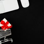 ecommerce minimalist shopping cart gift black arka plan beside dizustu ideal themes