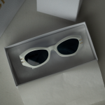 dior chic sunglasses sleek white frame displayed luxury branded box