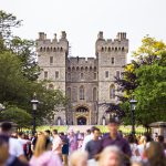 meghan markle shallow focus castle during daytime crowds converging windsor celebrate royal
