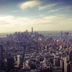 new york stunning aerial gorunum yeni york sehir siluet hudson river dusk