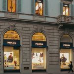 prada stylish gorunum store facade florence italy during evening hours
